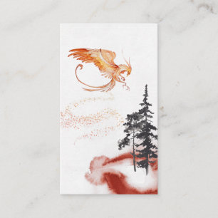 *~* Phoenix Stigning Gräs Träd Orange Burgundy R Visitkort
