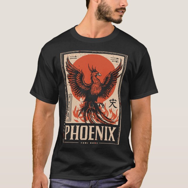 Phoenix Stigning japansk röd Sol Mythical Reborn T Shirt (Framsida)