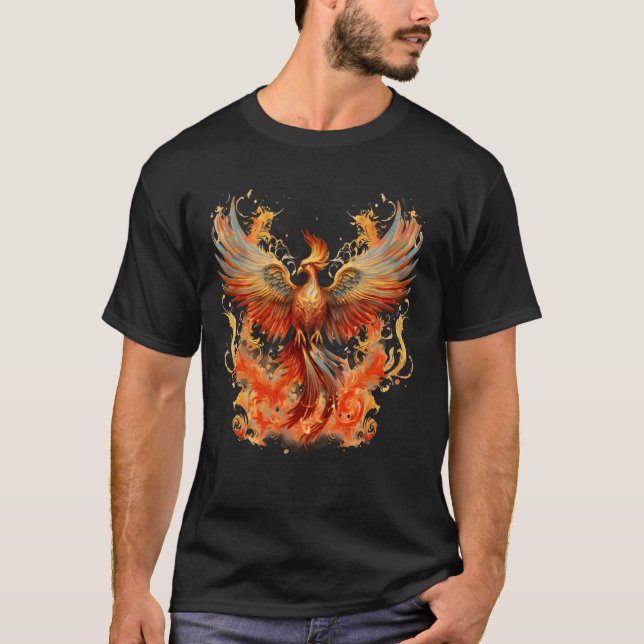 Phoenix Stigning Mythical Bird Firebird Phoenix Re T Shirt (Framsida)