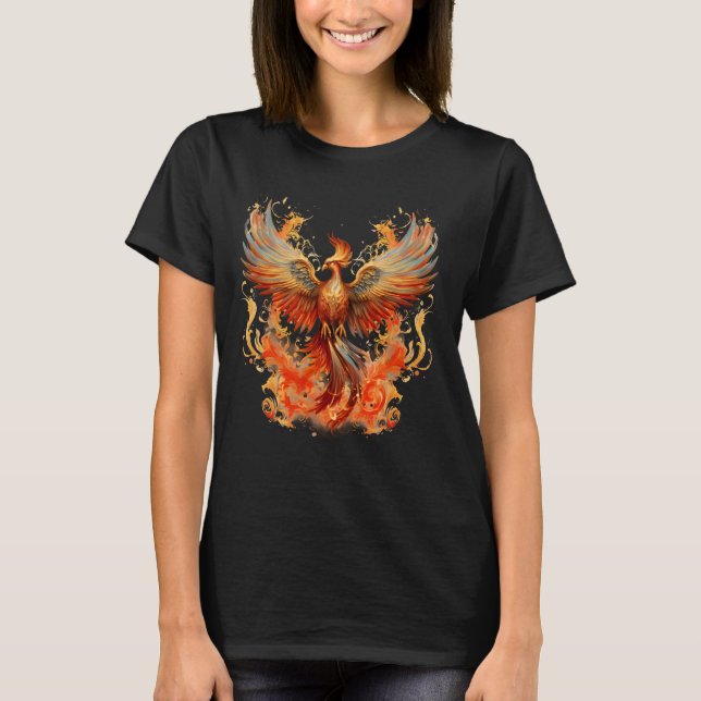 Phoenix Stigning Mythical Bird Firebird Phoenix Re T Shirt (Framsida)