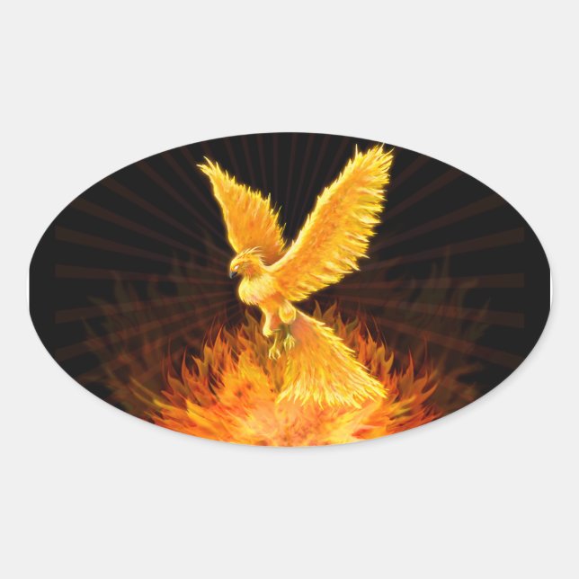 Phoenix Stigning Ovalt Klistermärke (Framsida)