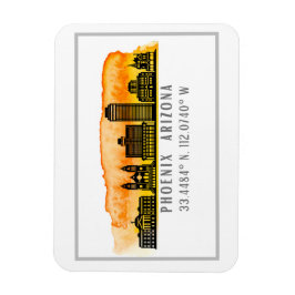 Phoenix Sunset Skyline Karta Coordinates Magnet