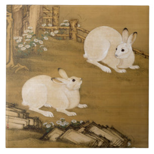 Phoenix Träd & Rabbits Antique Chinese Painting Kakelplatta