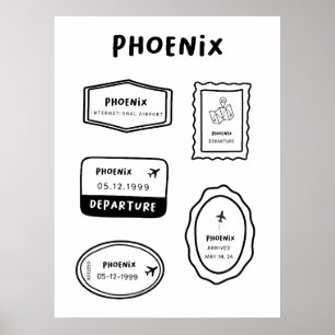 Phoenix - Travel Frimärke Collection Minimalisti Poster