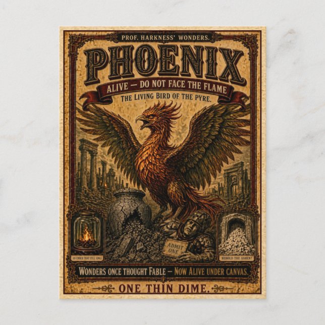 Phoenix, Vintage Circus Monster Vykort (Framsida)