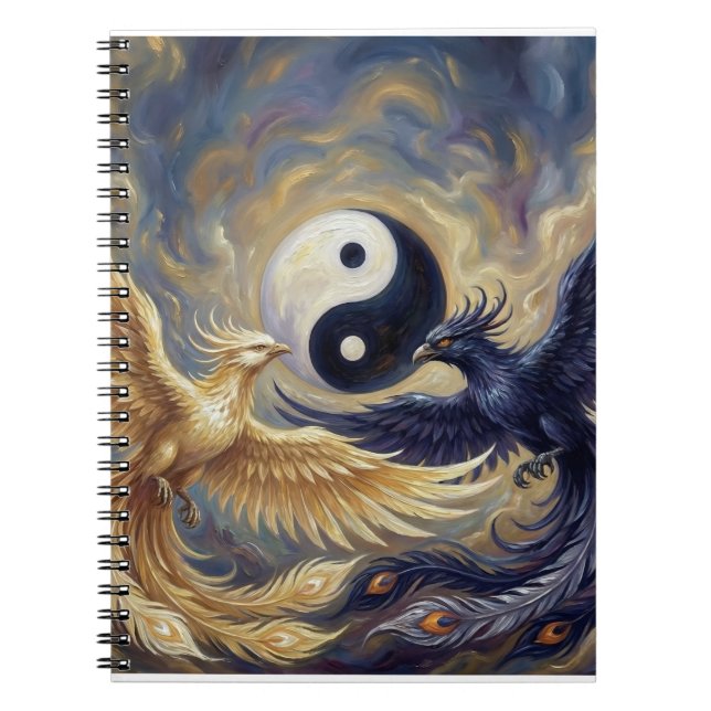Phoenix Yin Yang Balance Notebook Anteckningsbok (Framsidan)