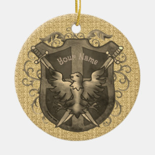 Phoenixsköld julgransprydnad keramik