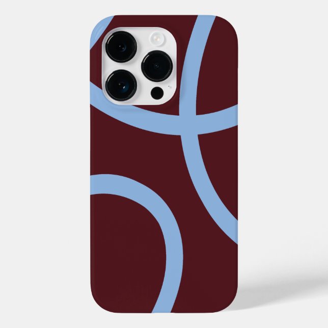 Phone Case – Blue Lines on Burgundy (Baksida)