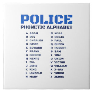 Phonetic A to Z Alphabet for Police Officers Kakelplatta