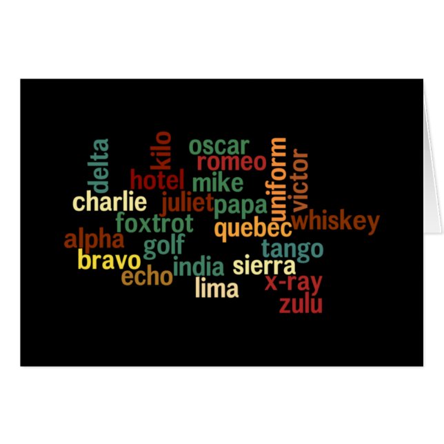 Phonetic alfabet för NATO (mörk bakgrund) Hälsningskort (Framsidan Horizontal)