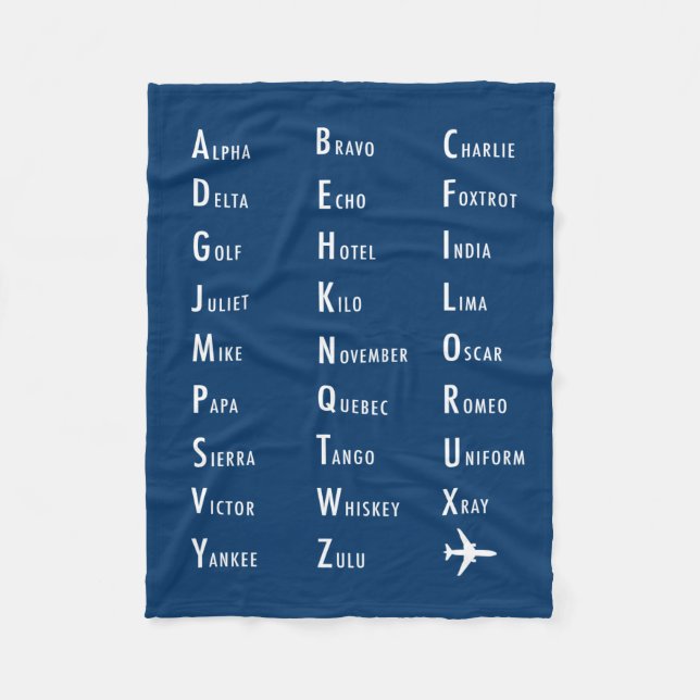 Phonetic Alphabet Aviation Fleece Blanket (Framsidan)
