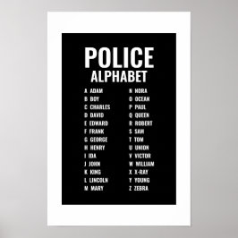 Phonetic Alphabet Black & White Poster
