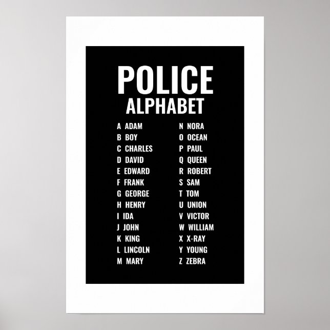 Phonetic Alphabet Black & White Poster (Framsidan)
