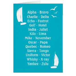 Phonetic Alphabet Blue Fraktass Kapten Boating Hälsningskort