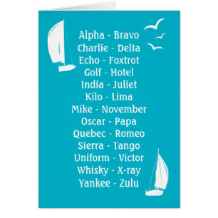 Phonetic Alphabet Blue Fraktass Kapten Boating Hälsningskort