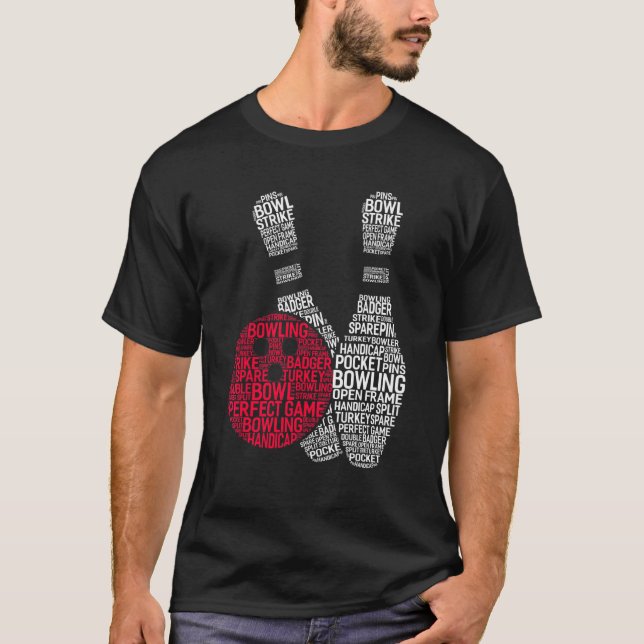 Phonetic Alphabet Bowling Pin Ord Cloud Bowling T Shirt (Framsida)