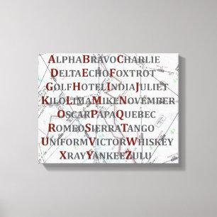 Phonetic Alphabet Canvas, hembiträden för luftfart Canvastryck