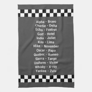 Phonetic Alphabet Charcol Grått Kökshandduk
