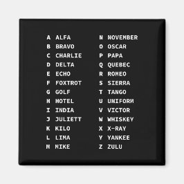 Phonetic Alphabet Code Chart Classic Black & White Magnet