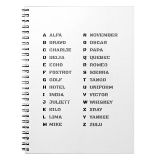 Phonetic Alphabet for The Military ALFA-ZULU Anteckningsbok
