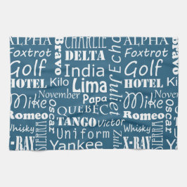 Phonetic Alphabet Mönster White på Nautical Blue Kökshandduk