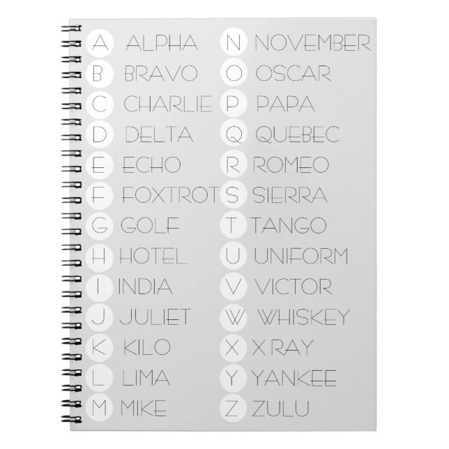 Phonetic Alphabet Notebook Anteckningsbok (Framsidan)