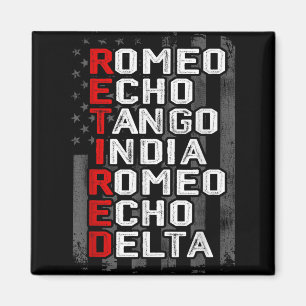 Phonetic Alphabet Retrött Veteran American Flagga Magnet