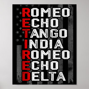 Phonetic Alphabet Retrött Veteran American Flagga  Poster