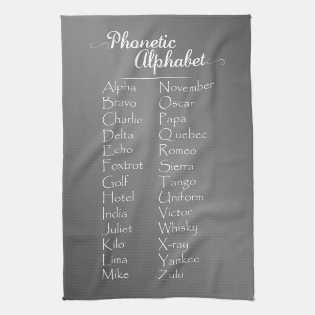 Phonetic Alphabet Teacher Cadet Training Stavning Kökshandduk (Vertikal)