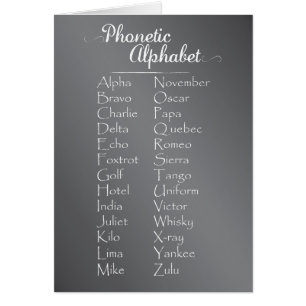 Phonetic Alphabet Trainee Cadet eller Teacher Chal Hälsningskort
