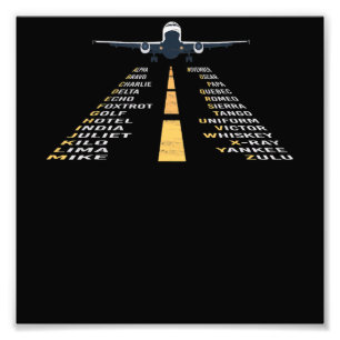 Phonetic Aphabet Pilot Cadet Airplan Gift Fototryck
