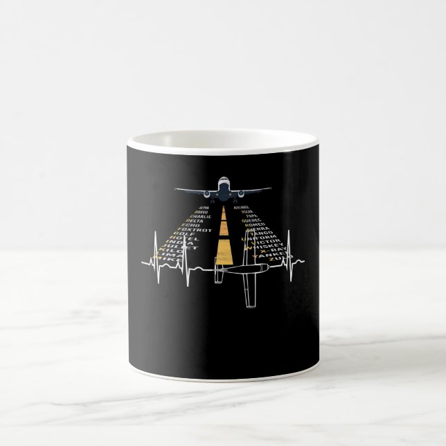 Phonetic Aphabet Pilot Cadet Airplan Gift Kaffemugg (Center)