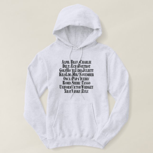 PHONETISK ALFABET/CODE-ORD HOODIE (Design framsida)