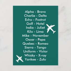 Phonetiska Alphabet Aviation Flygplan Spotters Aer Vykort