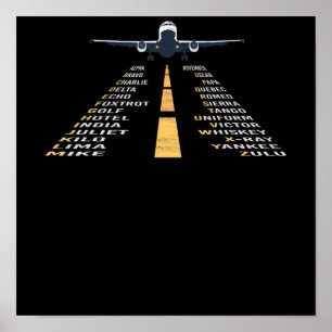 Phonetiskt afabet Pilot Cadet Airplane Gift Poster
