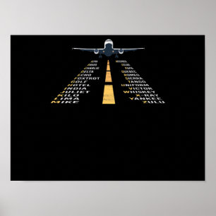 Phonetiskt afabet Pilot Cadet Airplane Gift Poster
