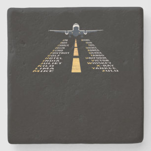 Phonetiskt afabet Pilot Cadet Airplane Gift Stenunderlägg