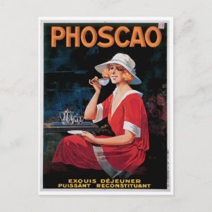 Phoscao Vintage Chocolate Drink Ad Art Vykort