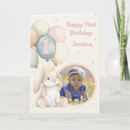Photo 1st Birthday Folded Greeting Card Kort