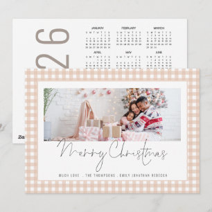 Photo 2026 Calendar kräm Gingham God jul Julkort