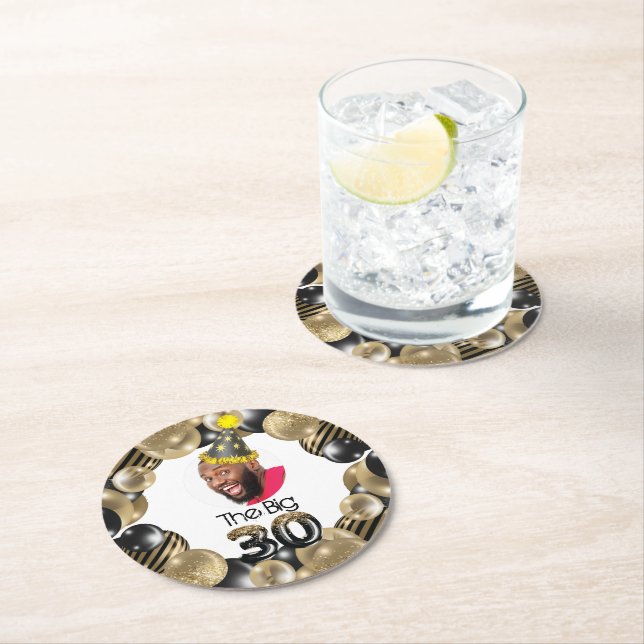 Photo 30års födelsedag Funny Underlägg Papper Rund (Insitu)