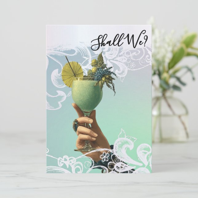 *~* PHOTO A101 Ornate Cocktail 2 BACHELORETTE Inbjudningar (Stående Fram)