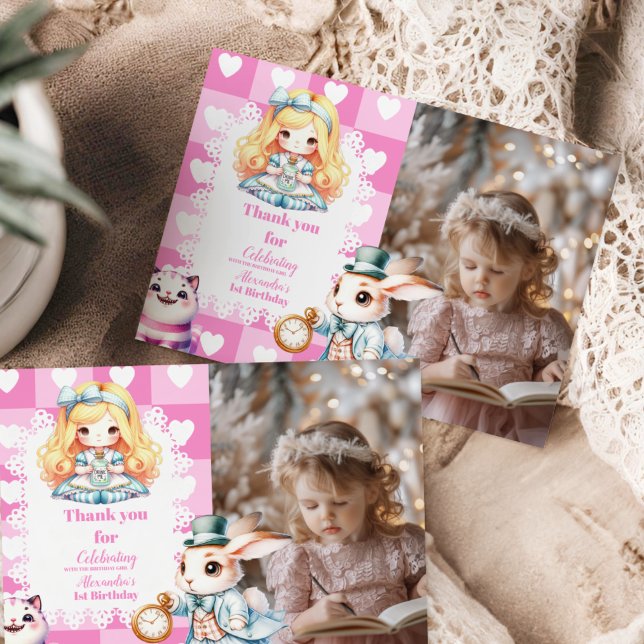 Photo Alice i Wonderland Birthday Tea Party Tack Kort (Skapare uppladdad)