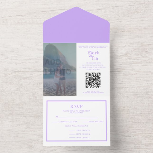 Photo All in One Lilac Wedding QR-kod (Insida)