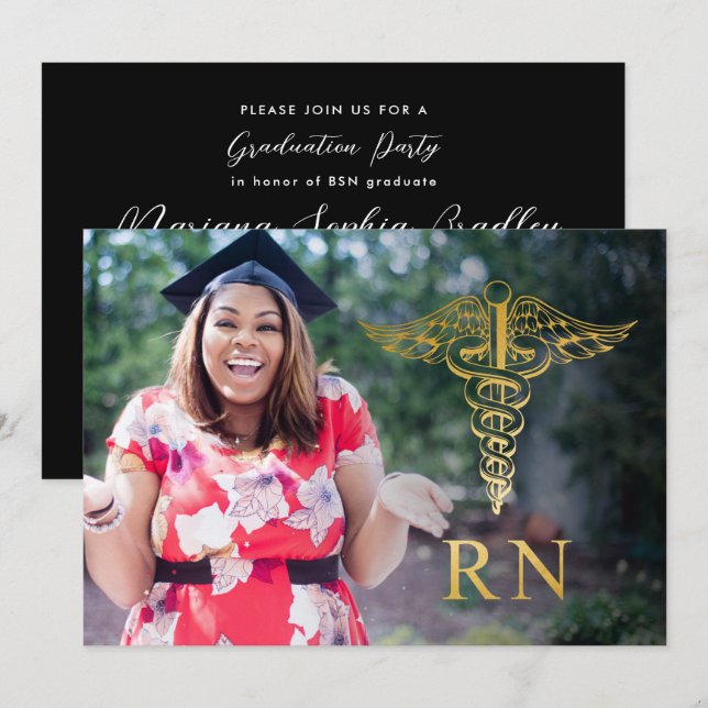 Photo annnouncement RN BSN Studentfest Inbjudningar (Fram/baksida)