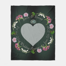 Photo Anpassningsbar Blommigt Heart Bröllop-årsdag Fleecefilt