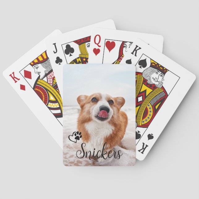 Photo Anpassningsbar Hund Cat Pet Namn Monogram Casinokort (Baksidan)