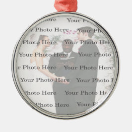 Photo Anpassningsbar Round Silver Bröllop Ornament