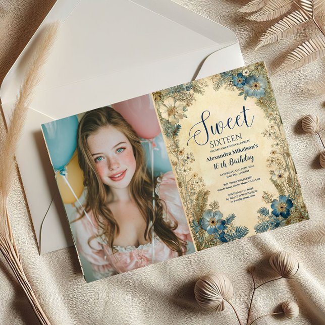Photo Antique Botanical Art Nouveau Sweet Sixteen Inbjudningar (Skapare uppladdad)