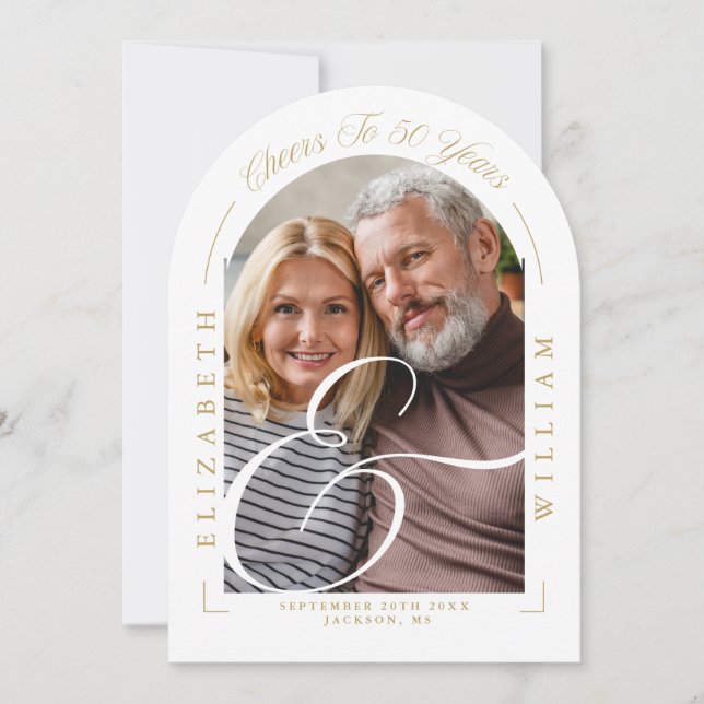 Photo Arch Calligraphy 50:e Bröllop-årsdagen Inbjudningar (Framsida)